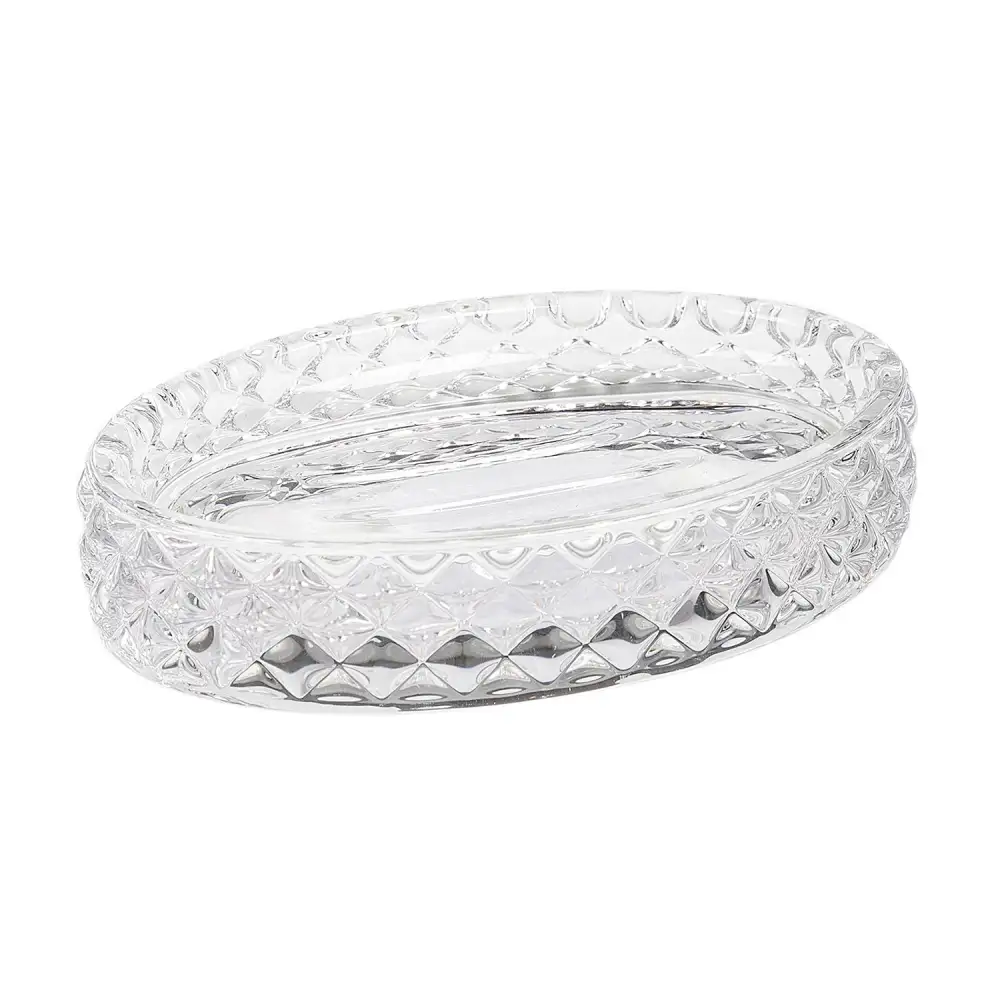 Clear Faceted Glass Soap Holder
