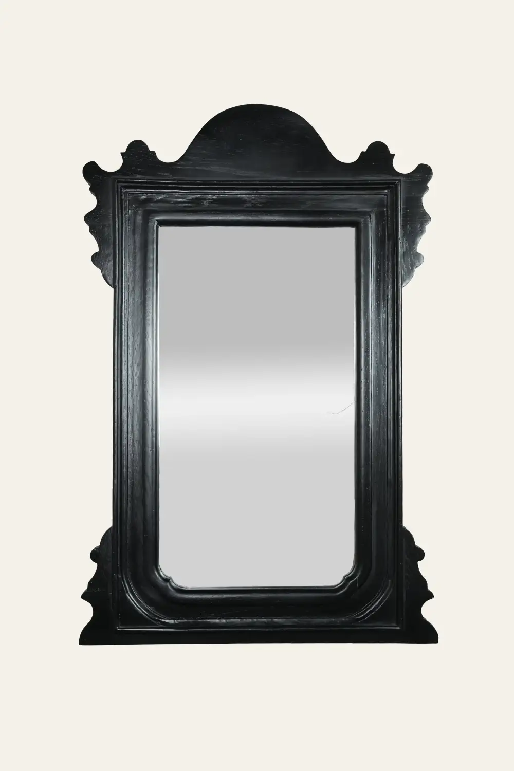 Crested Rectangular Wood Wall Mirror