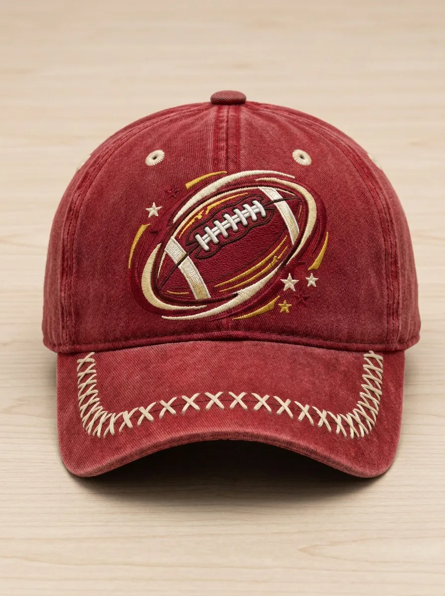 Embroidered Stars Gridiron Baseball Cap