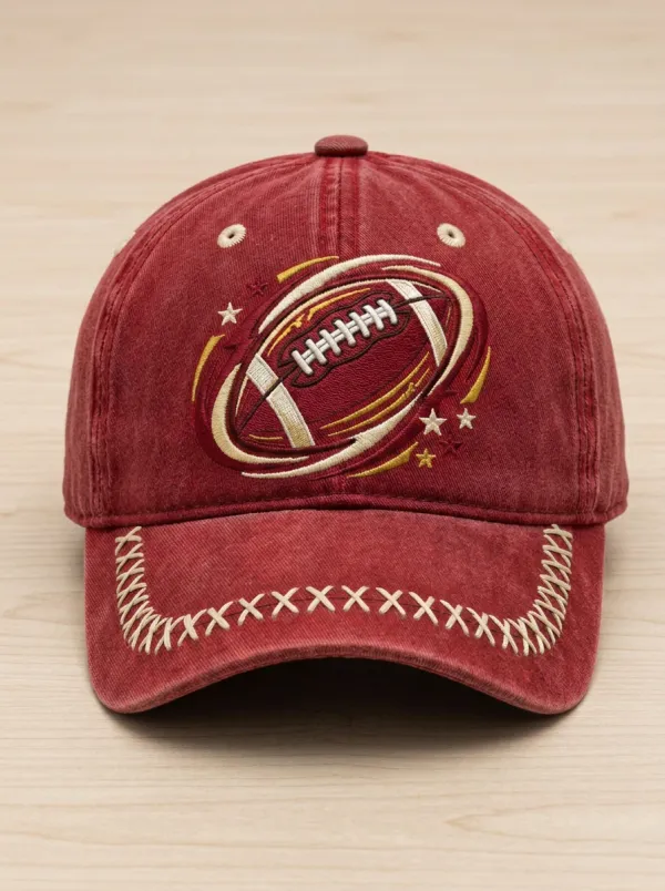 Embroidered Stars Gridiron Baseball Cap