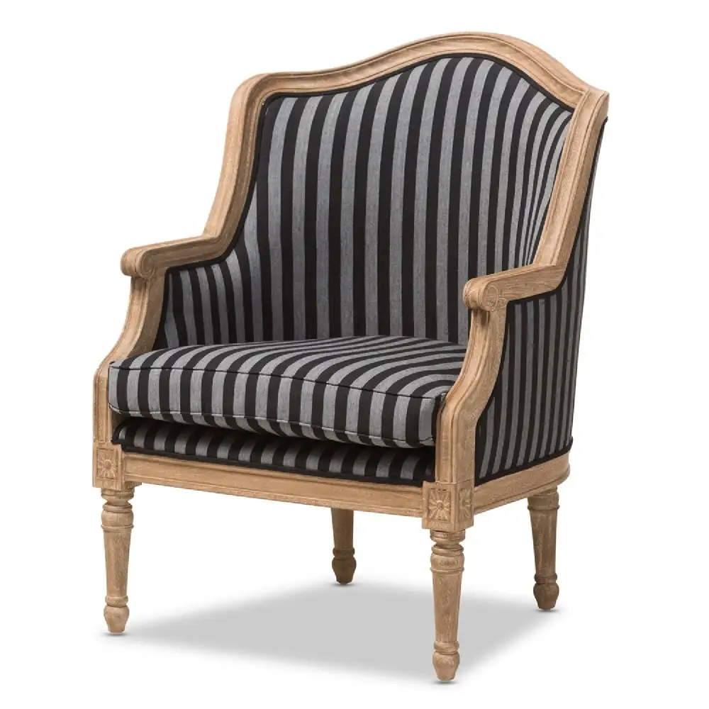 Striped Traditional French Accent Chair