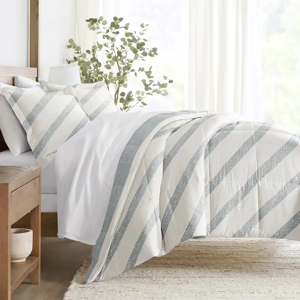 Distressed Stripe Reversible Down Alternative Comforter Set