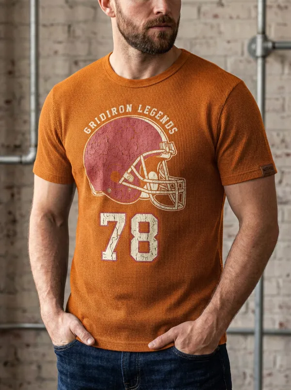 Men's Football Lover Gridiron Legends 78 Helmet Printed T-shirt