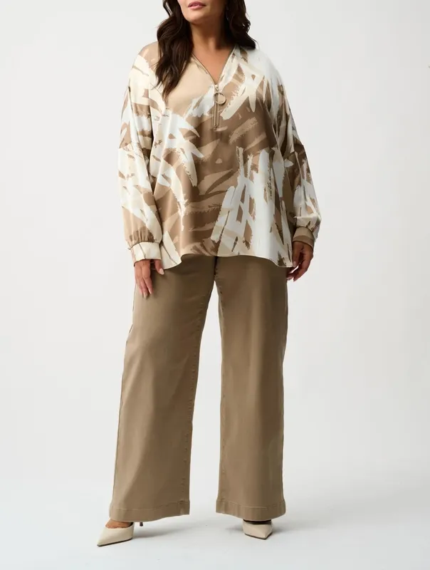 Cotton Denim Button-Front Pull-On Jeans