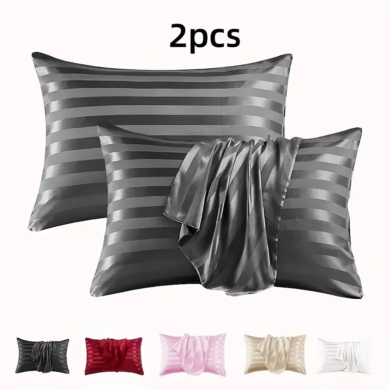 2-Pack Striped Satin Pillowcases