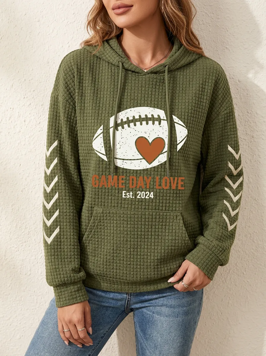 Women's Heritage Gridiron Day Heart Waffle Hoodie