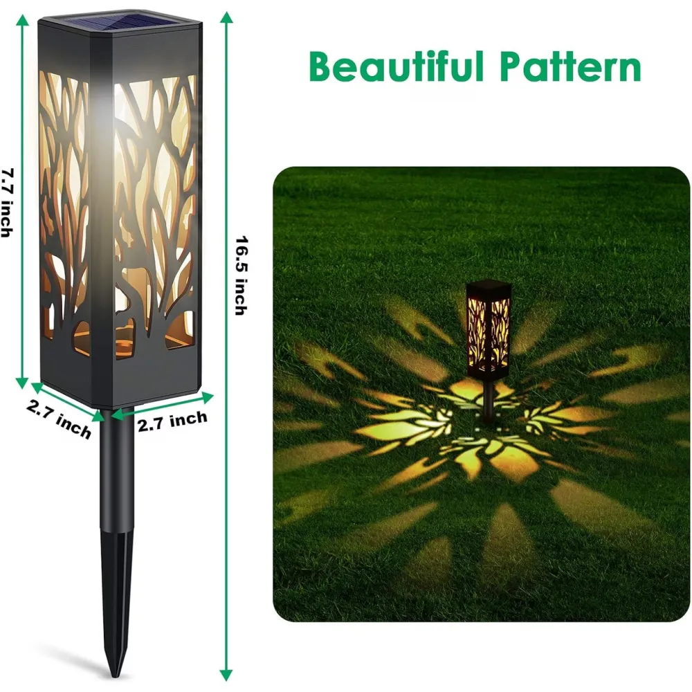 2Pcs Solar Flower Shadow Stake Light