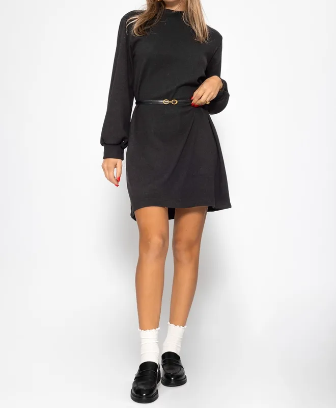Black Collar Sweatshirt Dress