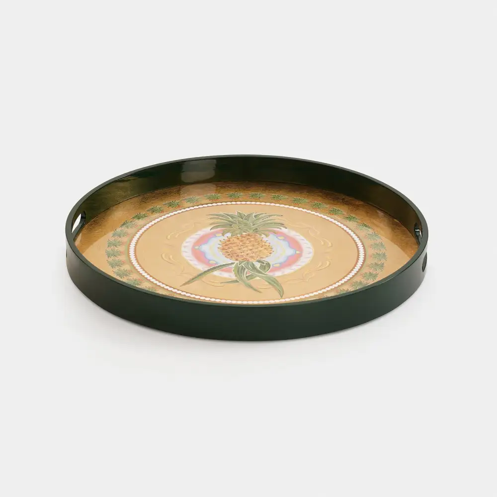 Gold Pineapple Round Serving Tray
