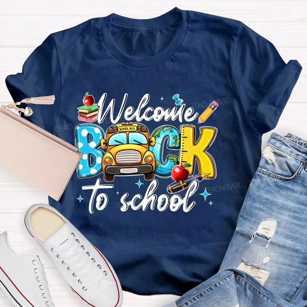 Welcome Back To School  Graphic  School  Bus  Teacher T-Shirt
