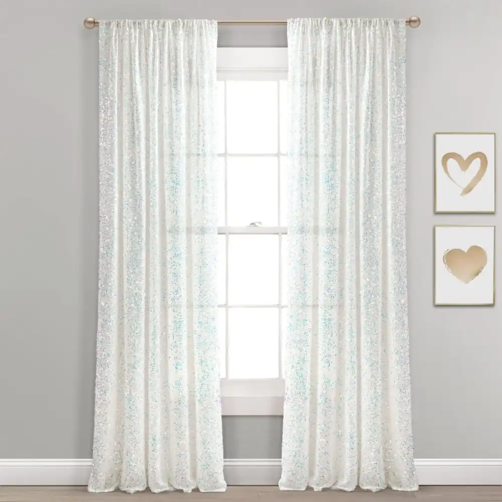 Star Sheer Rod Pocket Sequins Curtain Panel
