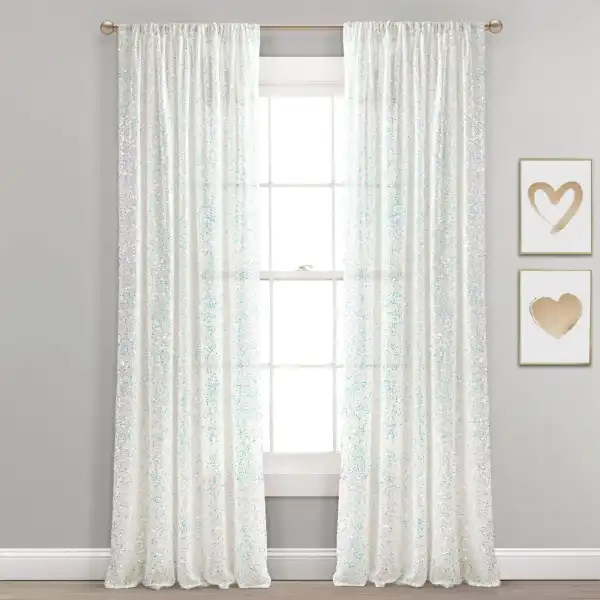 Star Sheer Rod Pocket Sequins Curtain Panel