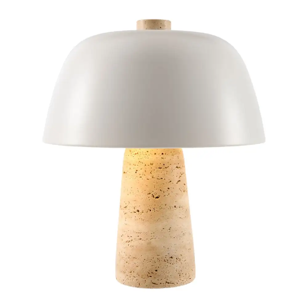 Minimalist Modern Travertine Metal Stone Table Lamp