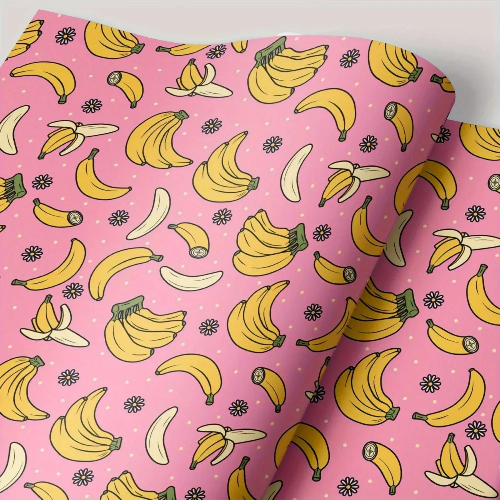 Pink Banana Pattern Wrapping Paper