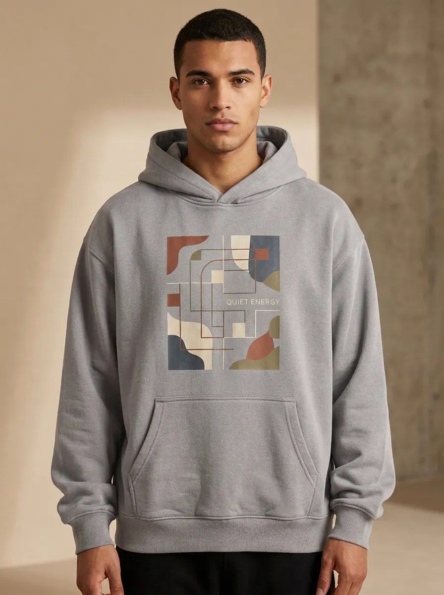 Clean-Lined Quiet Energy Abstract Geometric Hoodie
