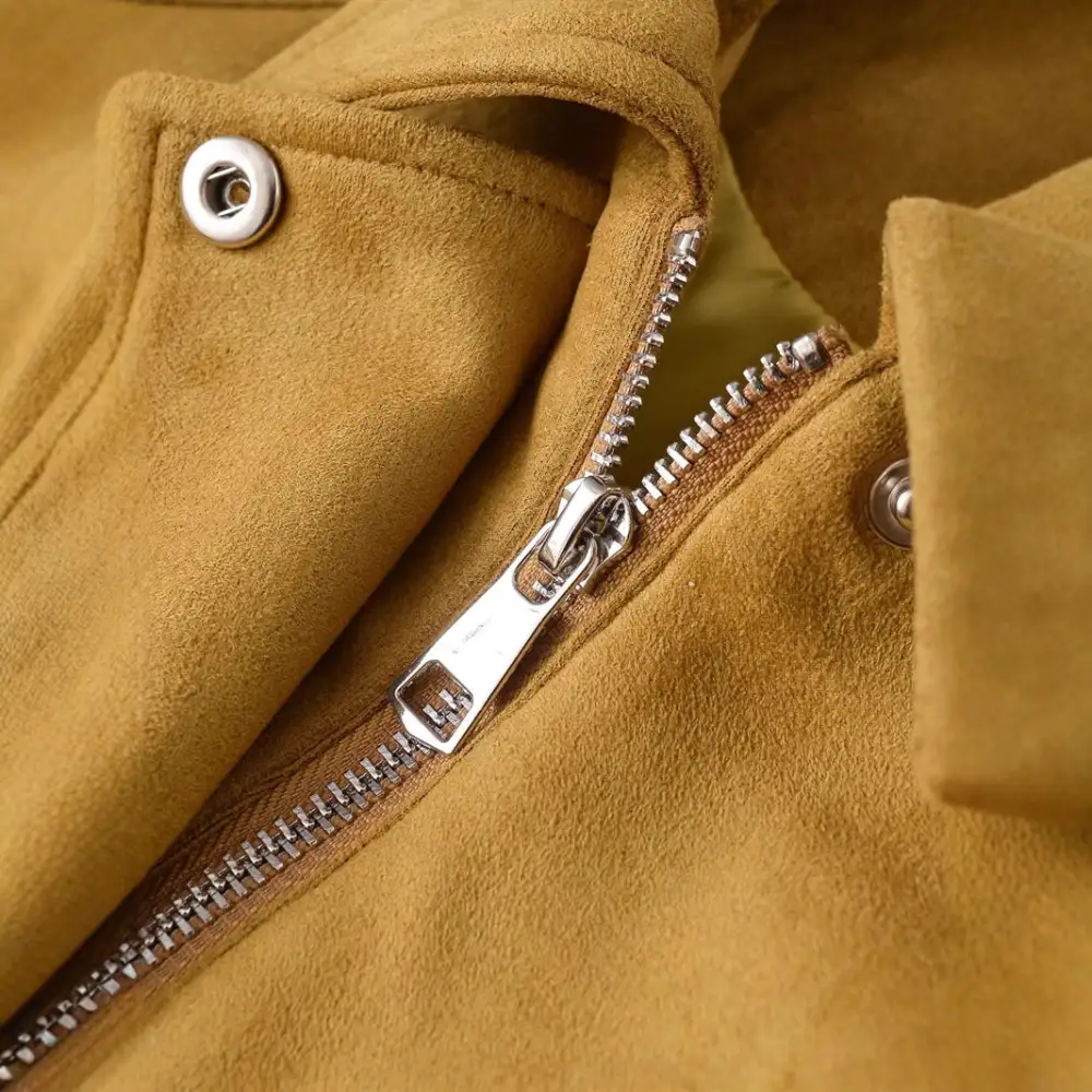 Cropped Tailored Suede Look Zip Front Bomber Jacket