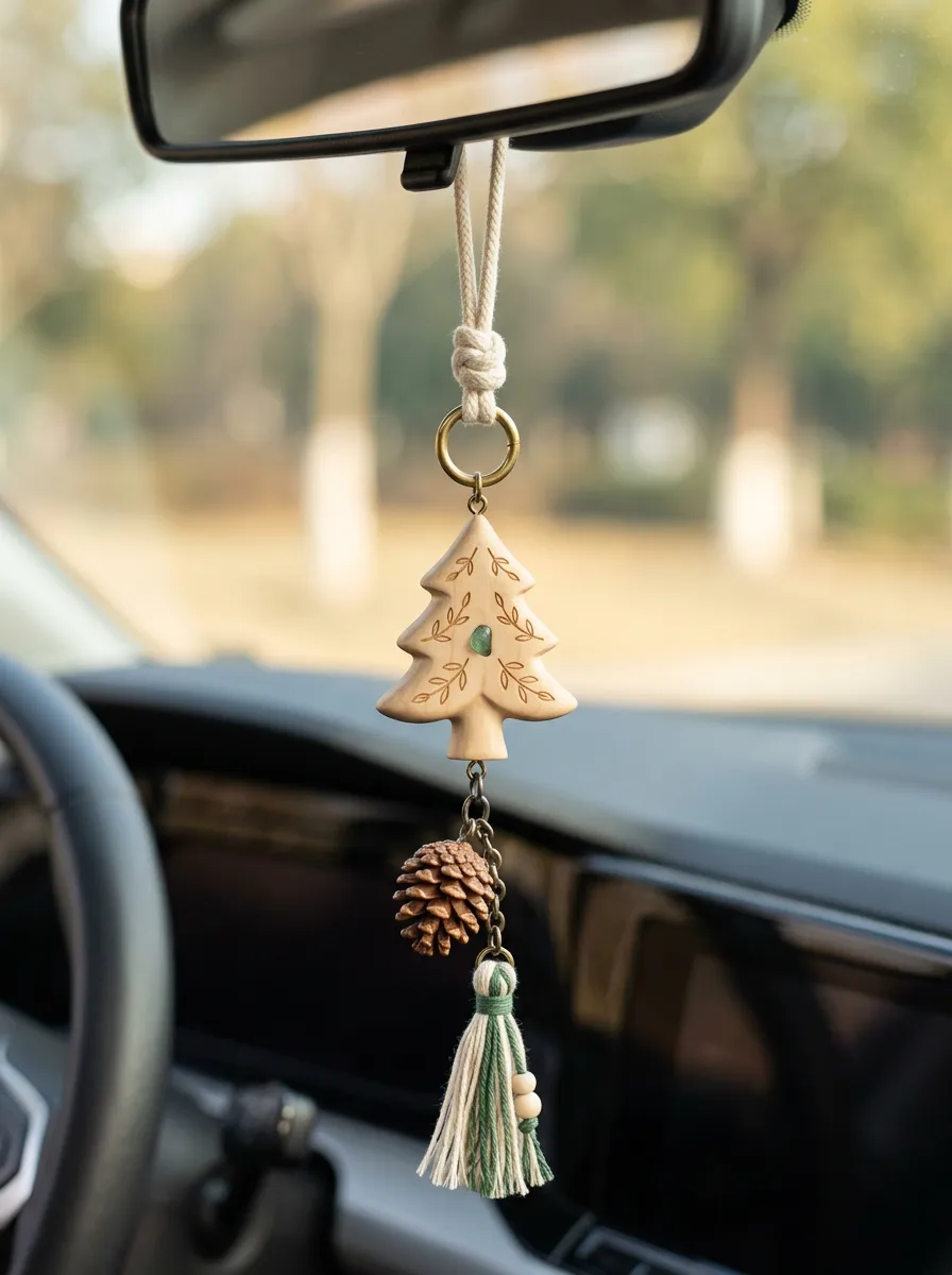 Tassel Pine-Tree Rearview Mirror Hanging Ornament