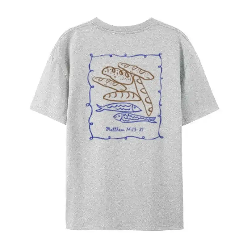 Fish Back Print Cotton T-Shirt