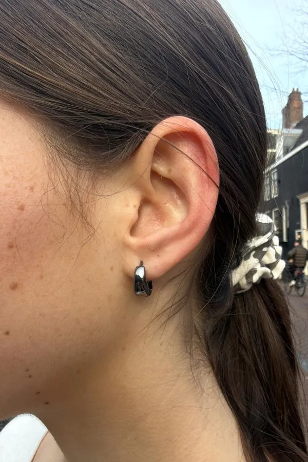 Black Mini Infinity Hoop Earrings