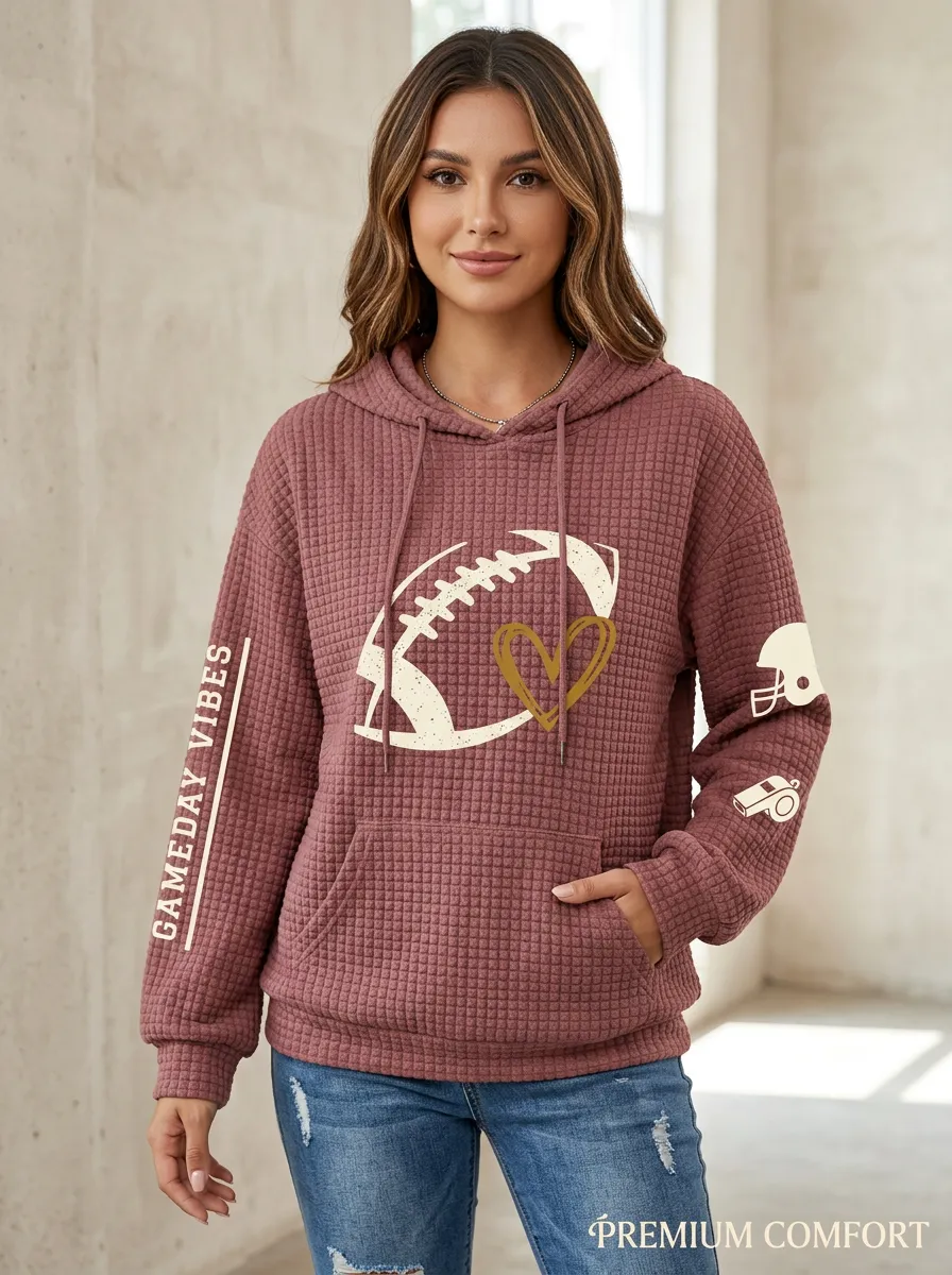 Women's Classic Gridiron Heart Helmet Ball Graphic Hoodie