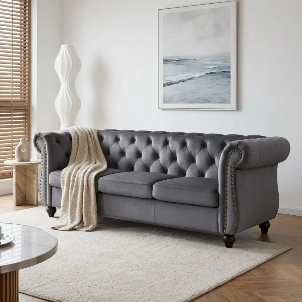 Classic Tufted Velvet Lounge Sofa