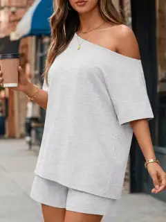 Polished Relaxed Everyday Top and Shorts Matching Set