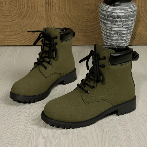 Casual Lace Up Block Heel Boots