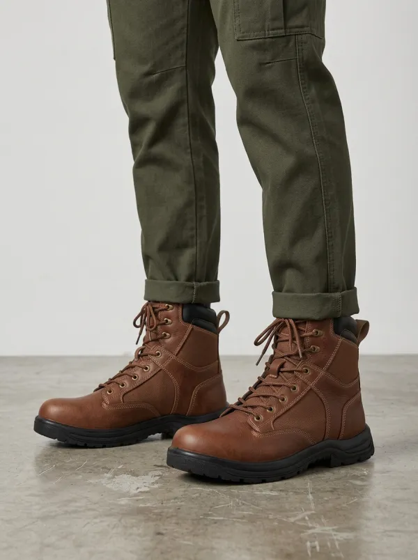 Unisex Leather Tactical Non-Slip Print Work Boots