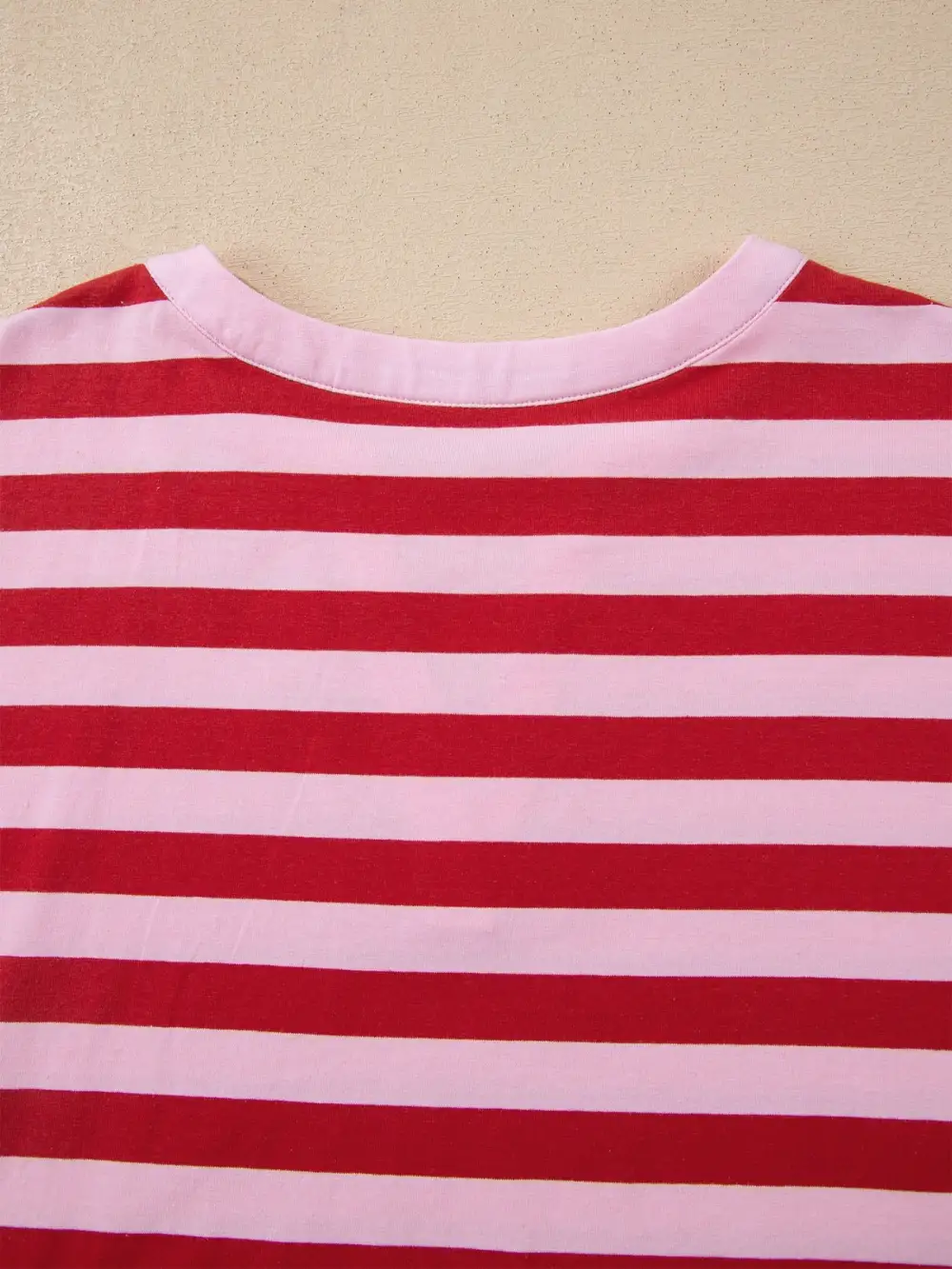 Stripe Split V Neck Casual T Shirt