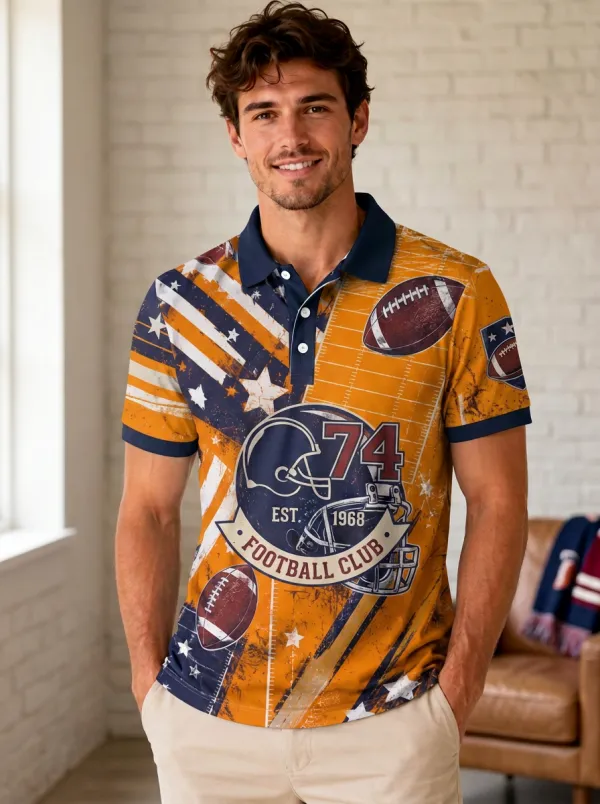 Men's Sport Gridiron Helmet Polo Shirt