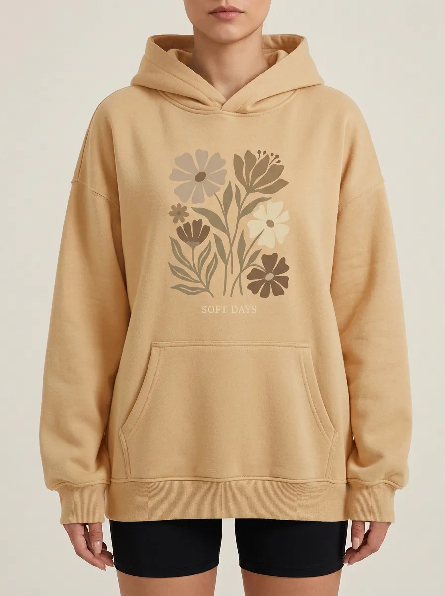 Relaxed Soft Days Botanical Flower Hoodie