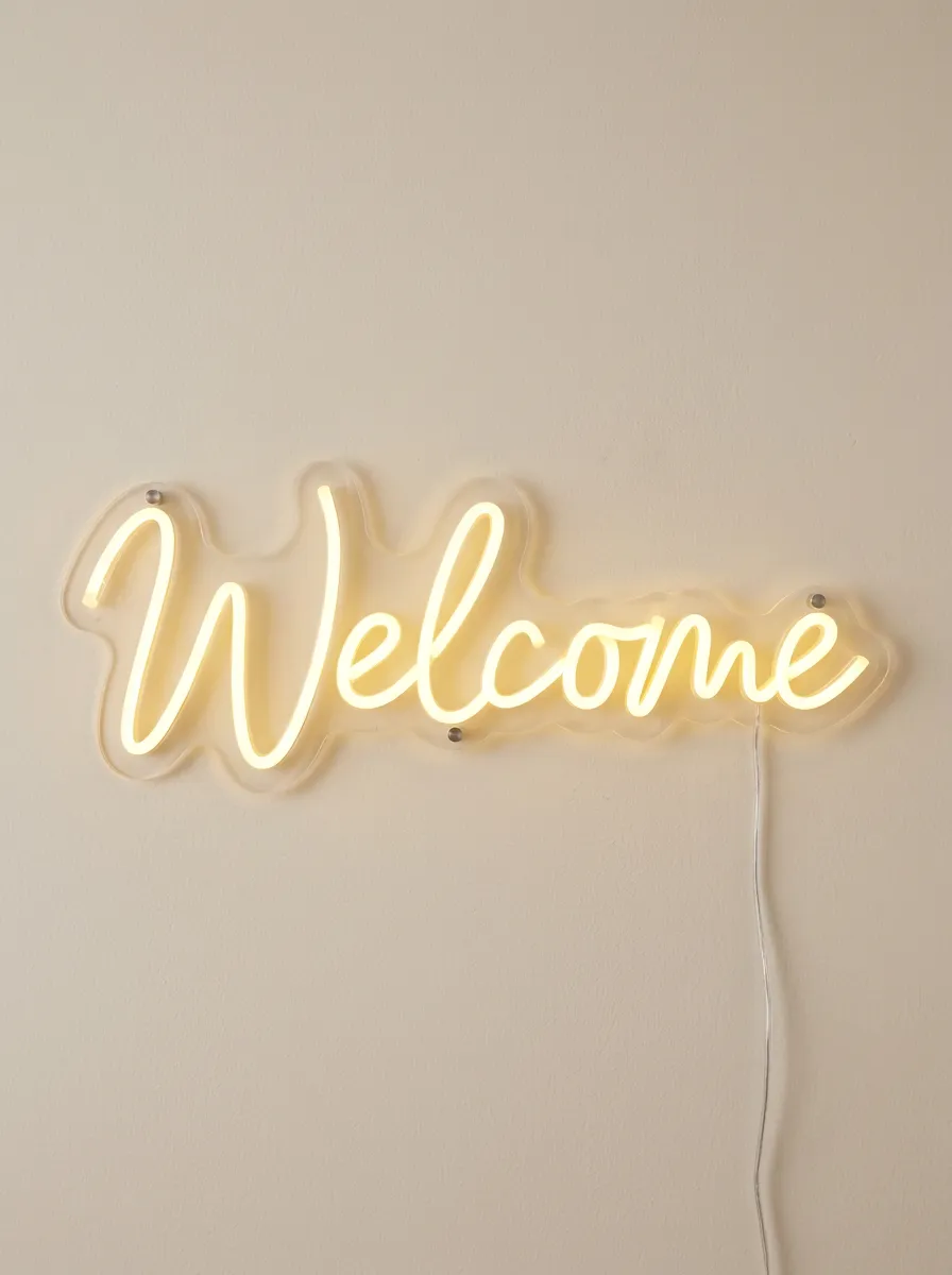 Organized Cursive Script Welcome Neon Sign