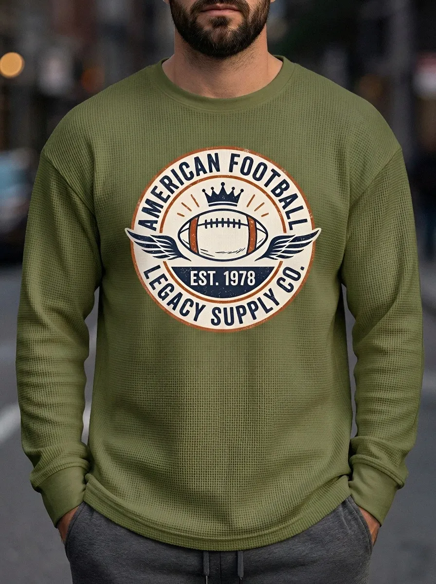 Men's American Football Legacy Crown Wing Printed Waffle Sweatshirt