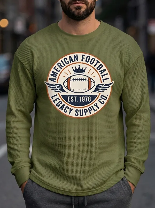 Men's American Football Legacy Crown Wing Printed Waffle Sweatshirt