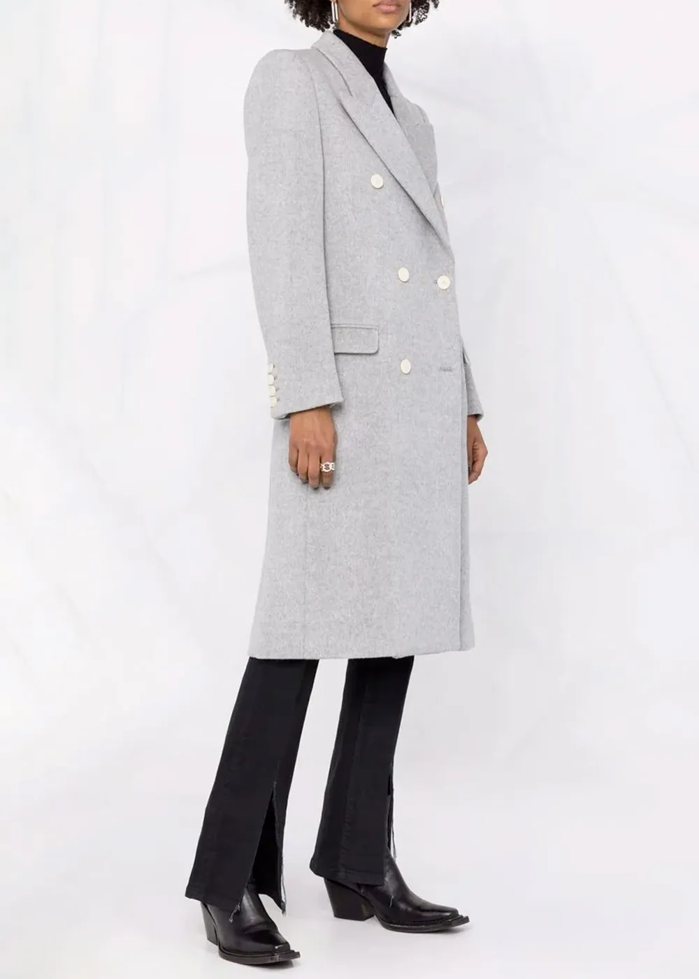 Padded Shoulders Maxi Coat