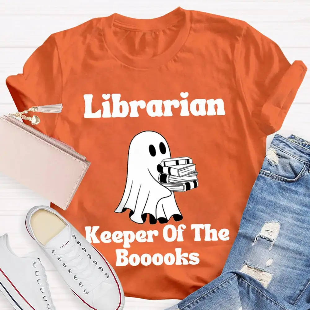 Librarian Keeper Of The Booooks Funny Halloween Spooky Librarian T-Shirt