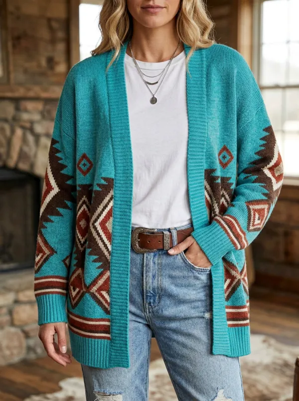 Easy-Wear Aztec Women's Western Knit Cardigan