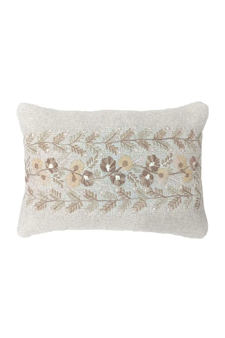 Artisan Detail Embroidered Floral Decorative Cushion Cover