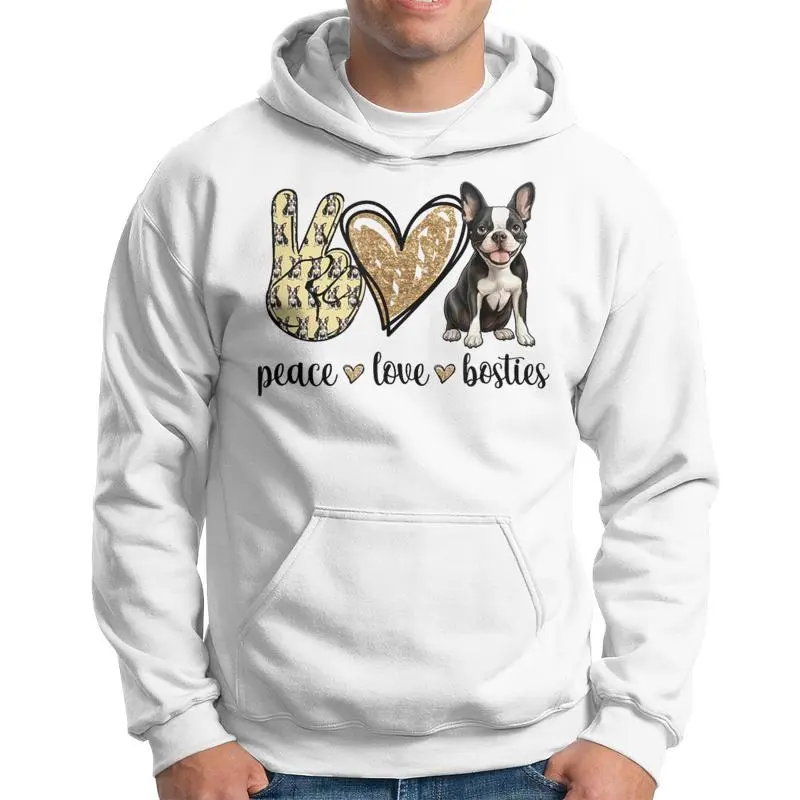 Peace Love Boston Terrier Dog Lover Hoodie