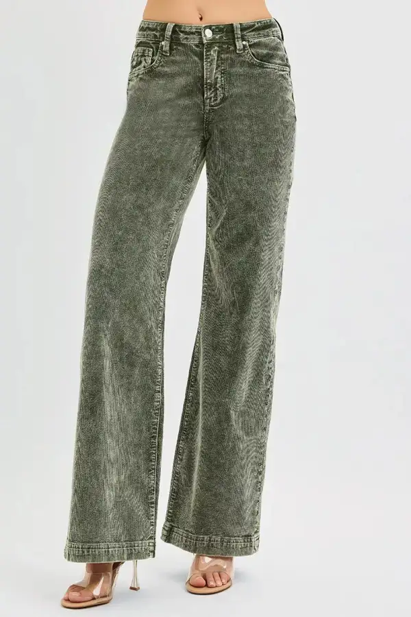 Full Size High Rise Wide Leg Corduroy Jeans Plus Size