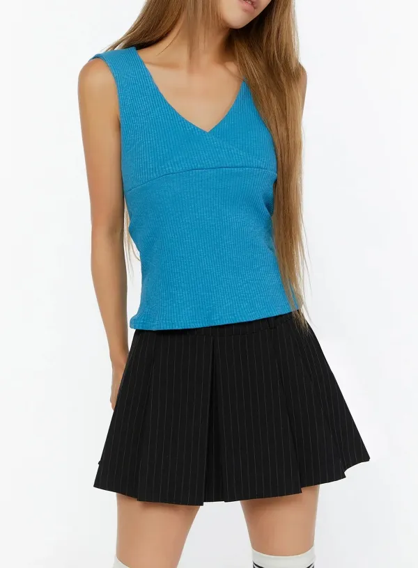 Ribbed Wrap Tank Top