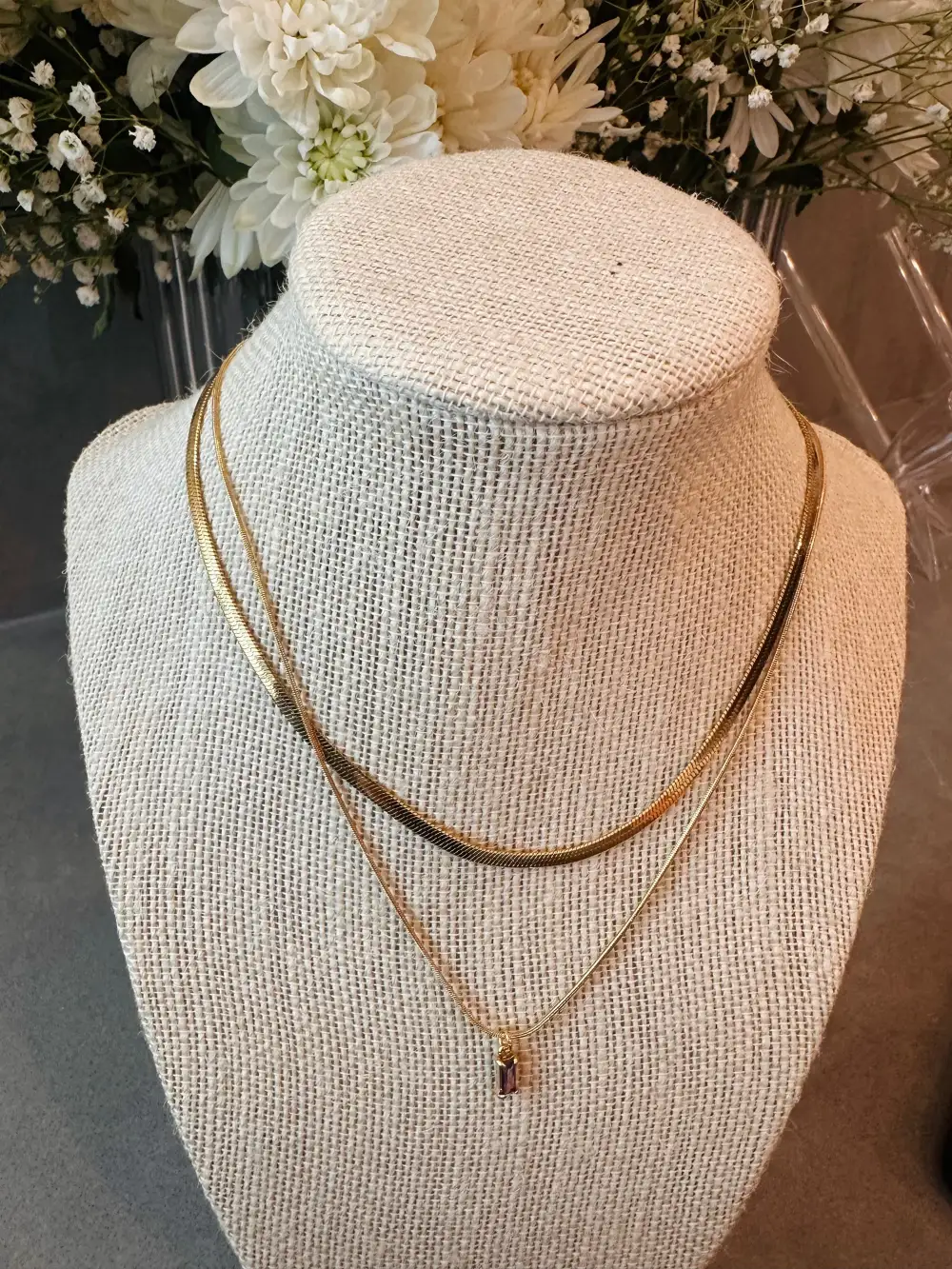 Double Layer Amethyst Stone Necklace
