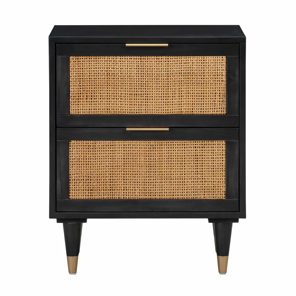 Storage Extendable Cane Brass Detail Nightstand