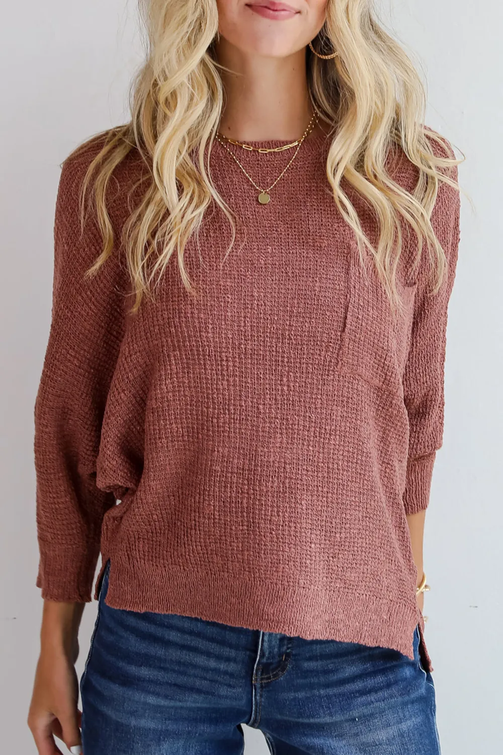Brick Lightweight Knit Sweater