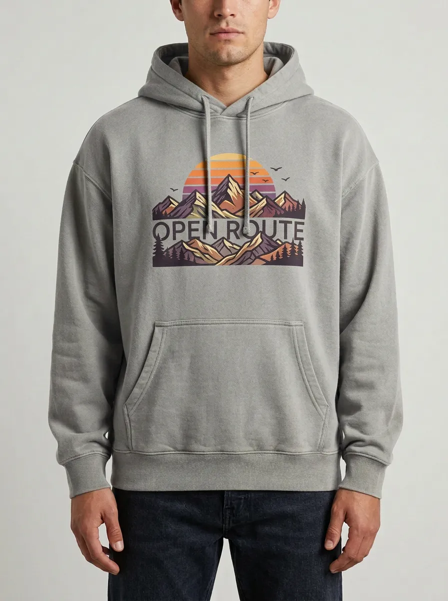 Open Route Mountain Sunset Landscape Hoodie