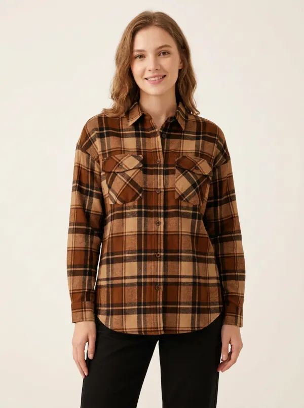 Tailored Printed Plaid Plaid Long-Sleeve Shirt