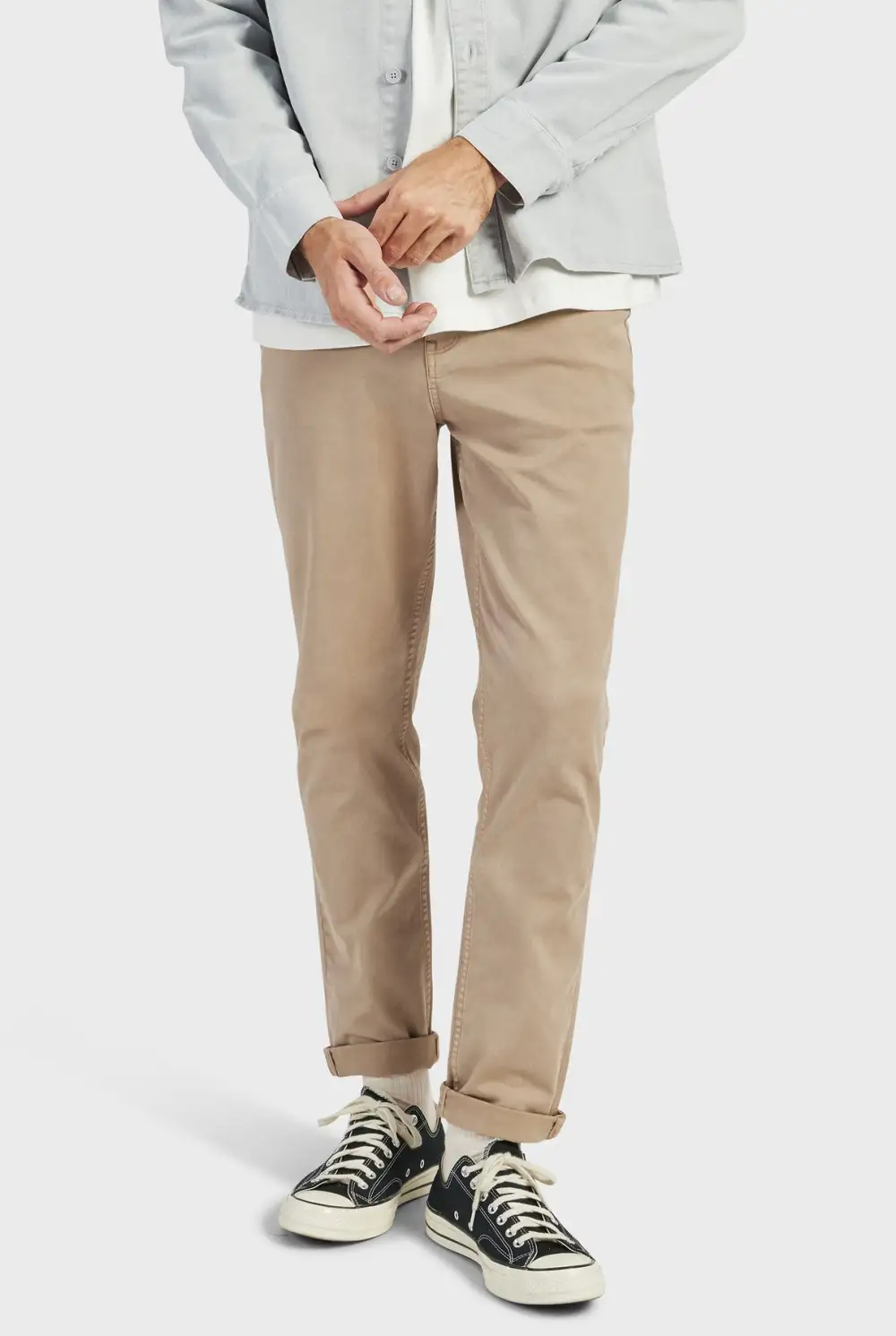 Relaxed Tapered Cotton Twill Casual Trousers