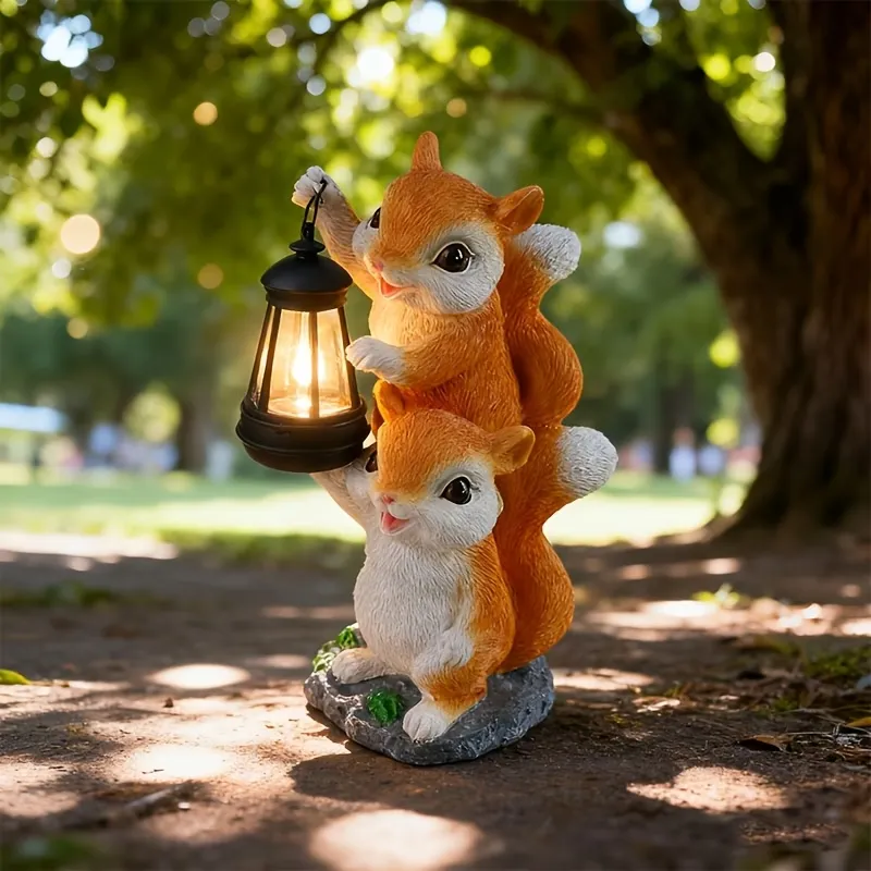 Outdoor Squirrel Light Statue