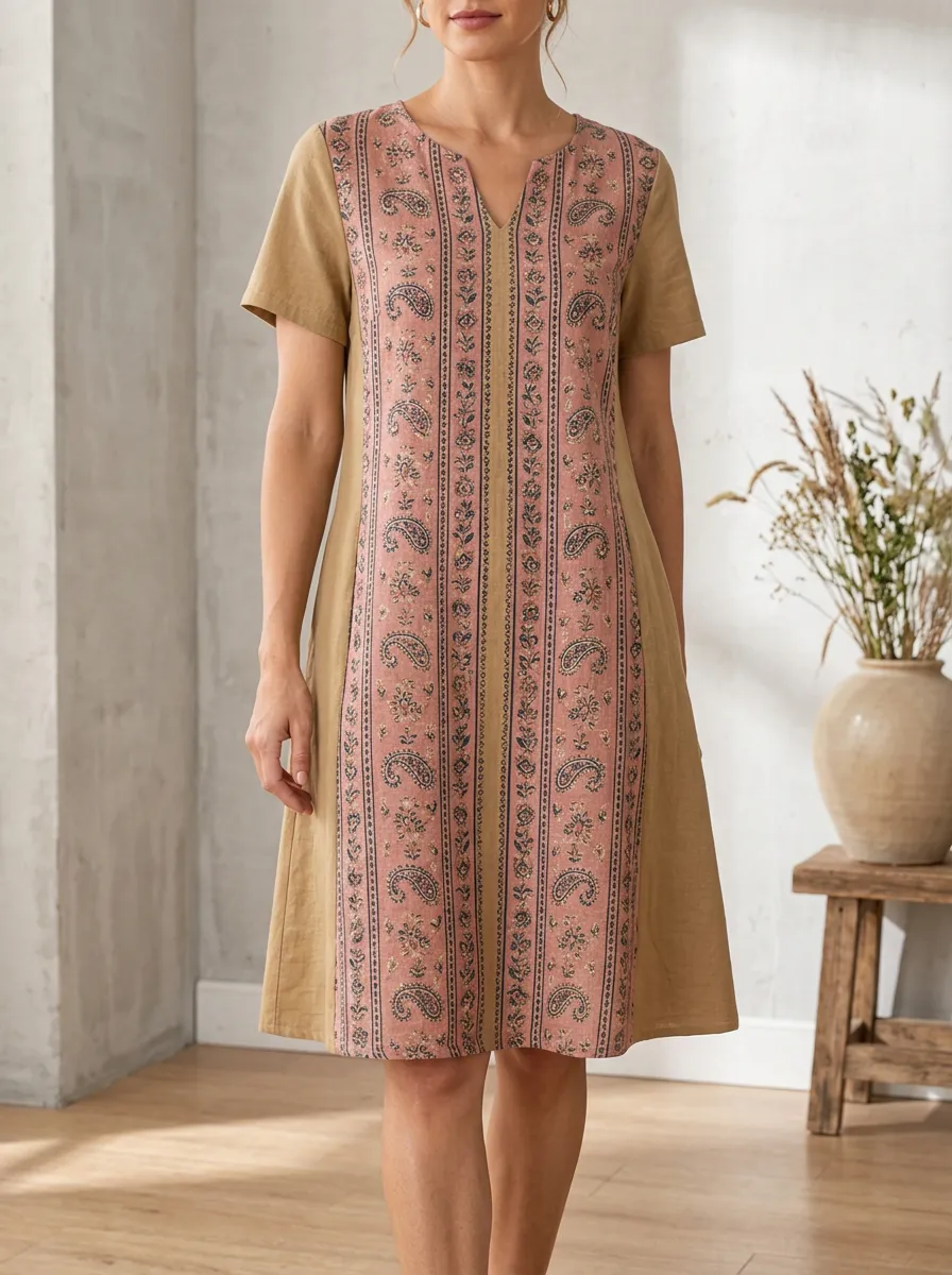 Women's Paisley Panel Shift Dress