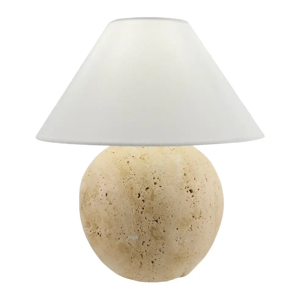 Linen Shade Modern Travertine Linen Stone Table Lamp